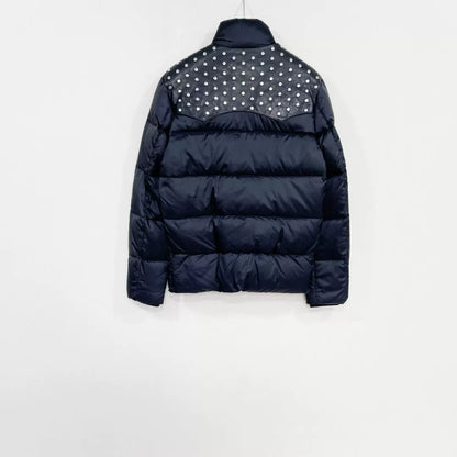 Saint Laurent Black Studded Leather Puffer Jacket