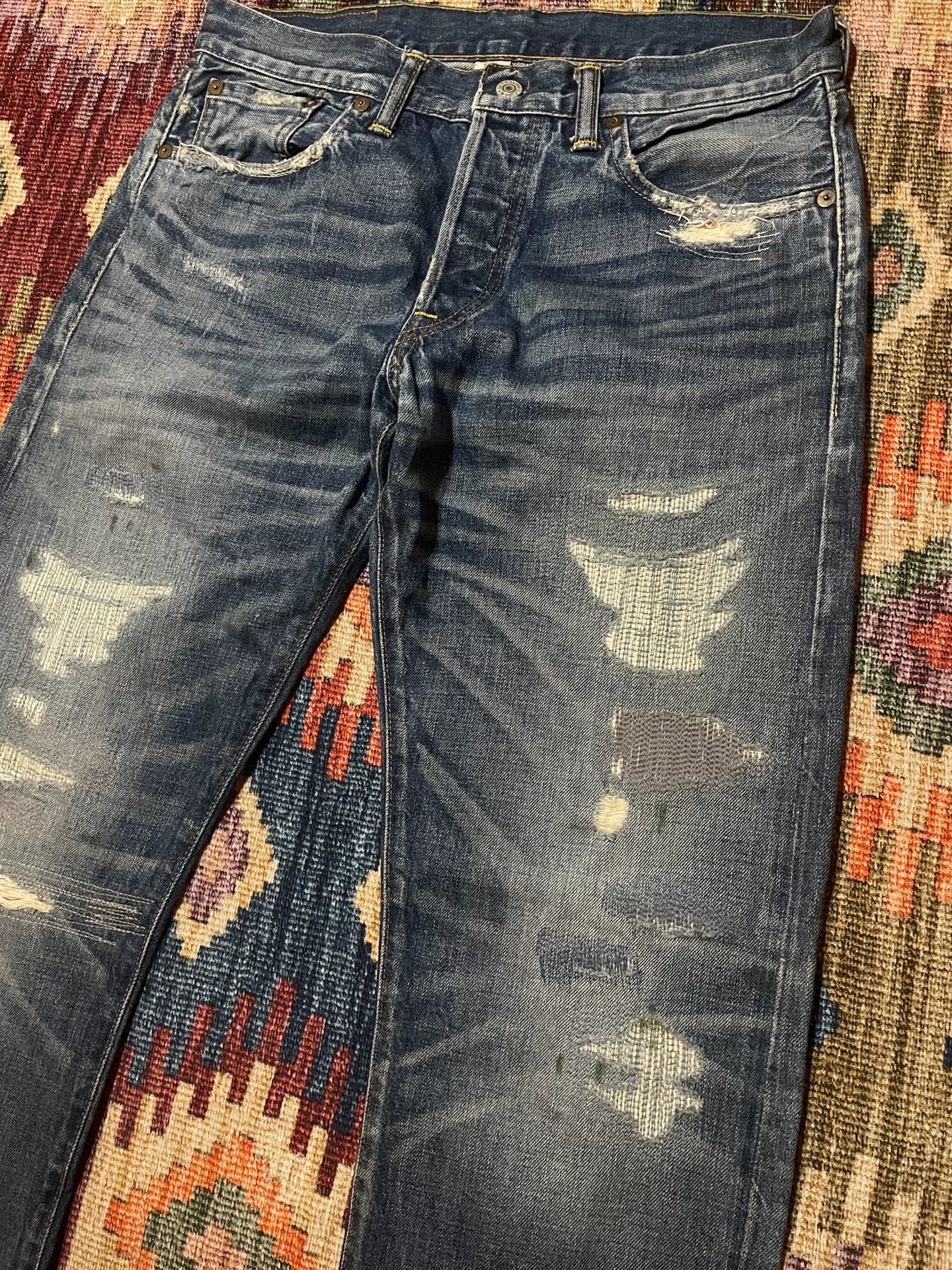 RRL 2015 Depp Style US Distressed Patched Jeans