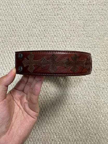 Chrome Hearts Brown Suede Cross Patch Belt 32