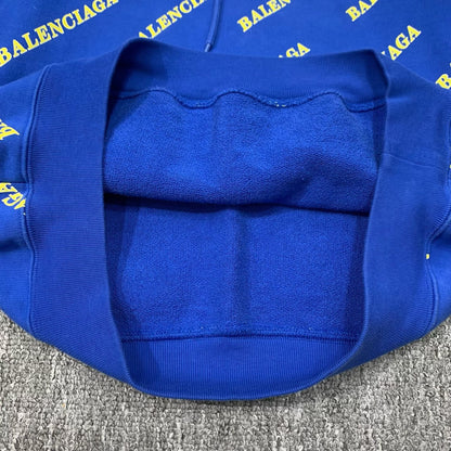 balenciaga blue printed hoodie sweatshirt