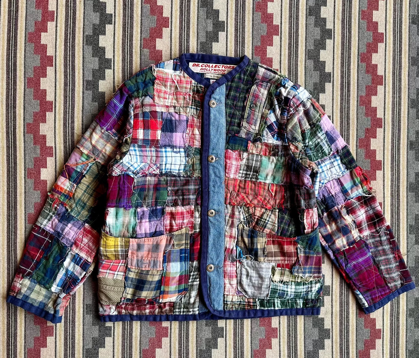 quilted patchwork flannel reversible jacket