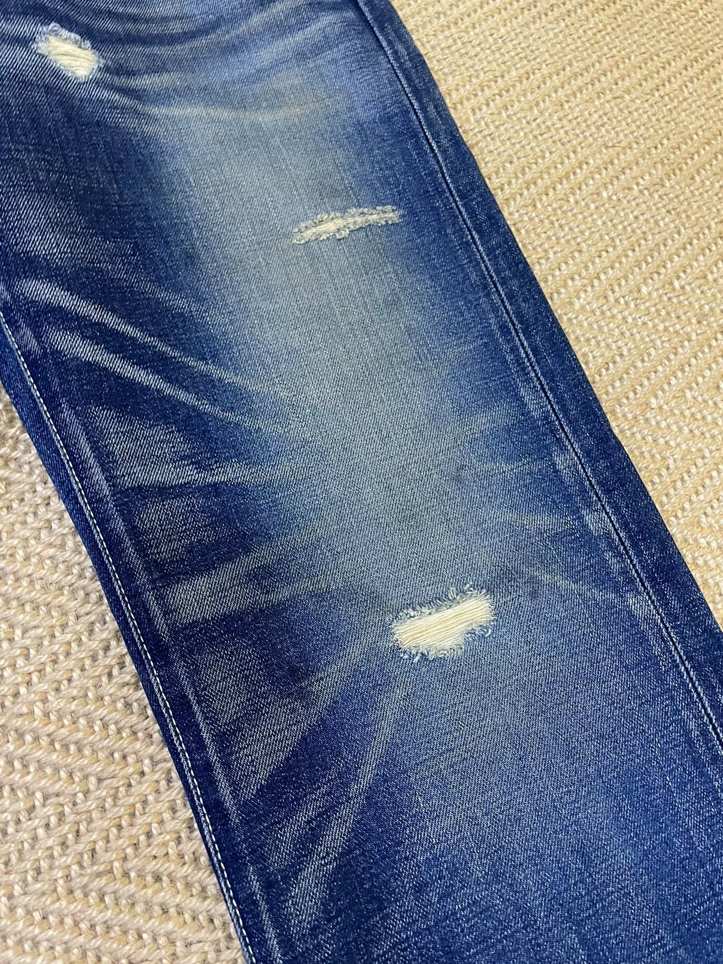 neighborhood patchwork distressed denim pants