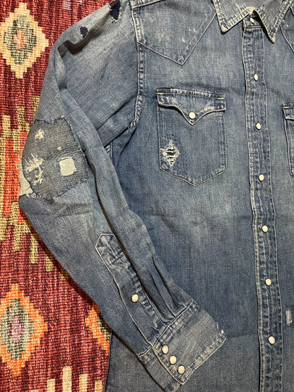Ralph Lauren Distressed Patch Western Denim Shirt