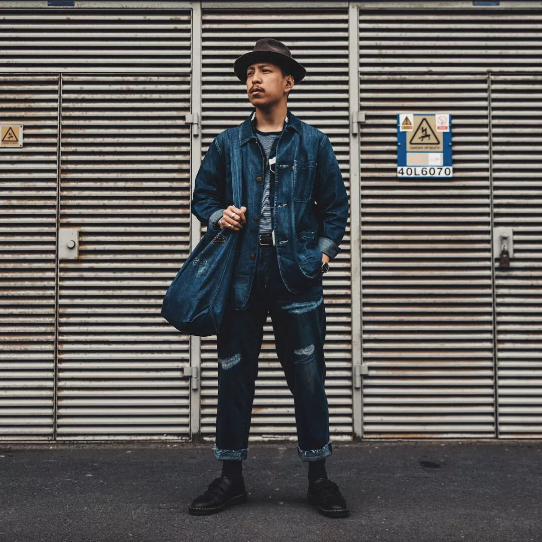 beams japan worn look denim pants