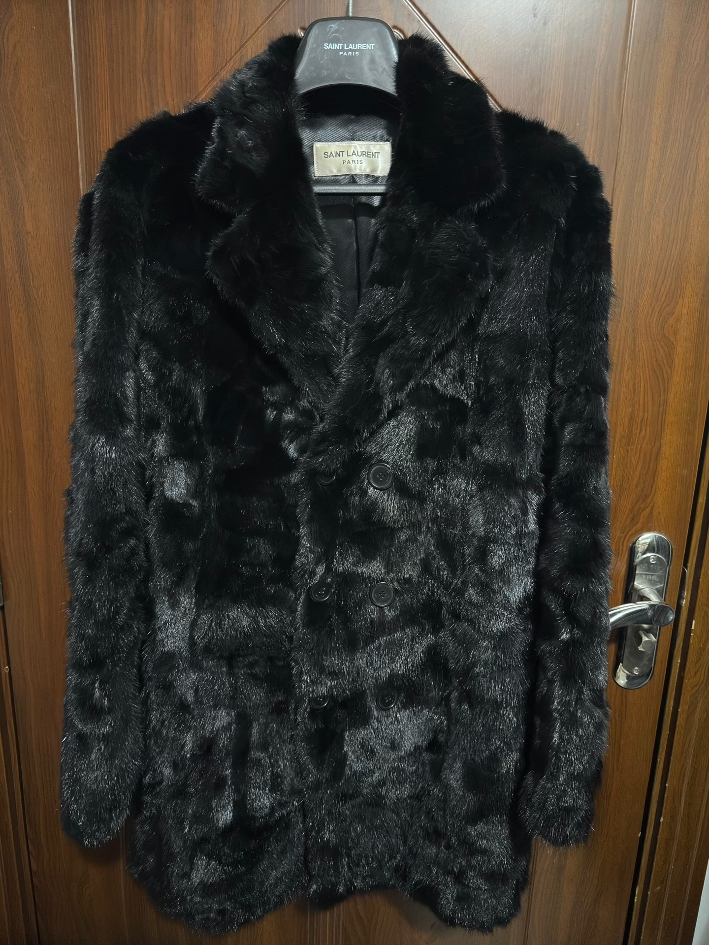 Saint Laurent 15FW Double-Breasted Mink Coat