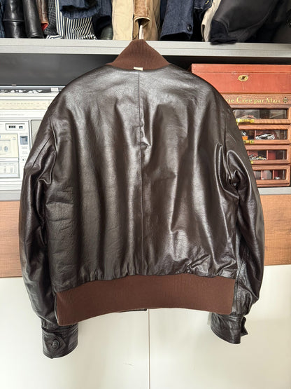 gucci leather and wool jacket in brown