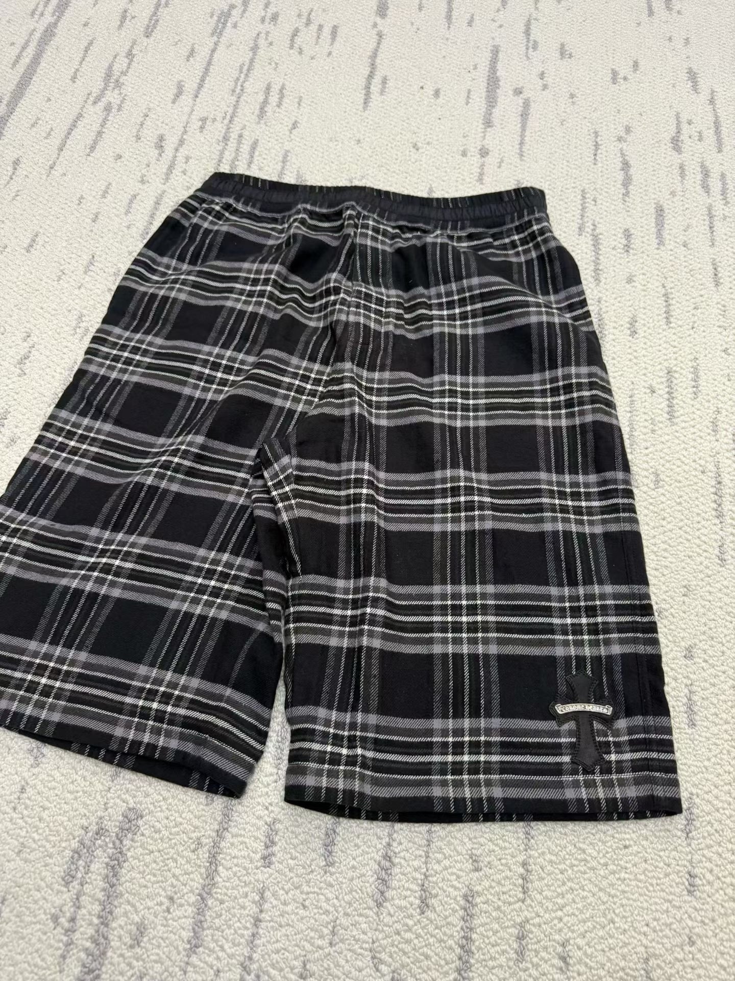Chrome Hearts Black-Gray Plaid Cropped Wide-Leg Pants