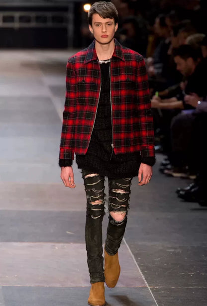 Saint Laurent Black White Plaid Jacket