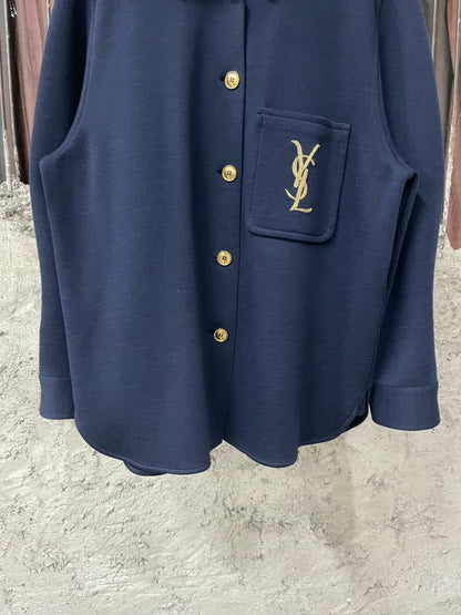 Saint Laurent Dark Blue YSL Logo Shirt