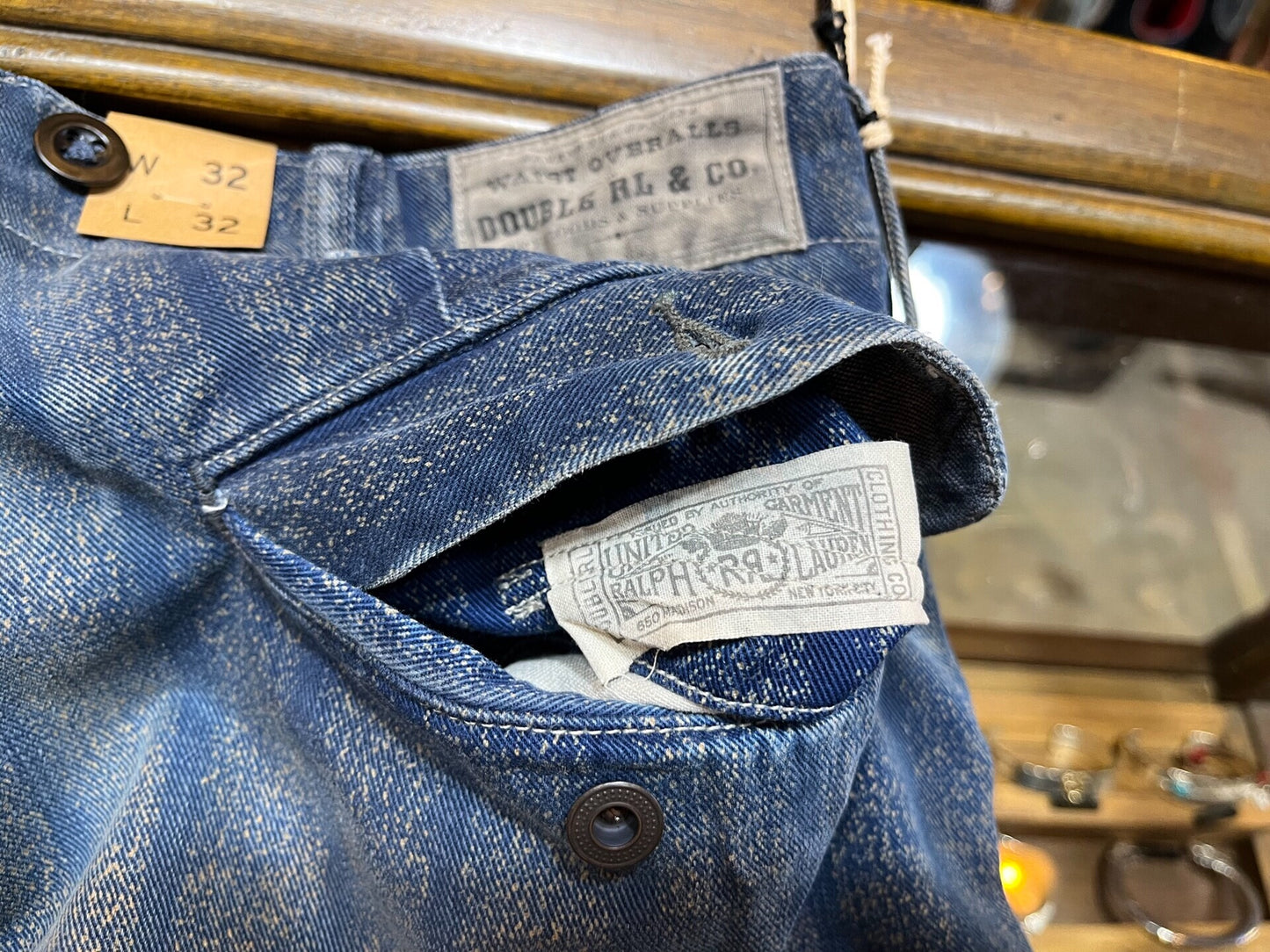 blue striped cotton twill pants