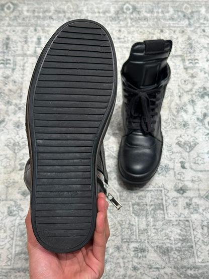 Rick Owens Inverted Triangle Black Leather Boots