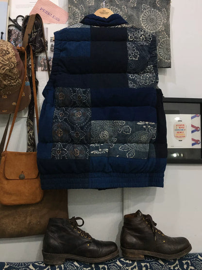 visvim insulator down vest kofu indigo pattern