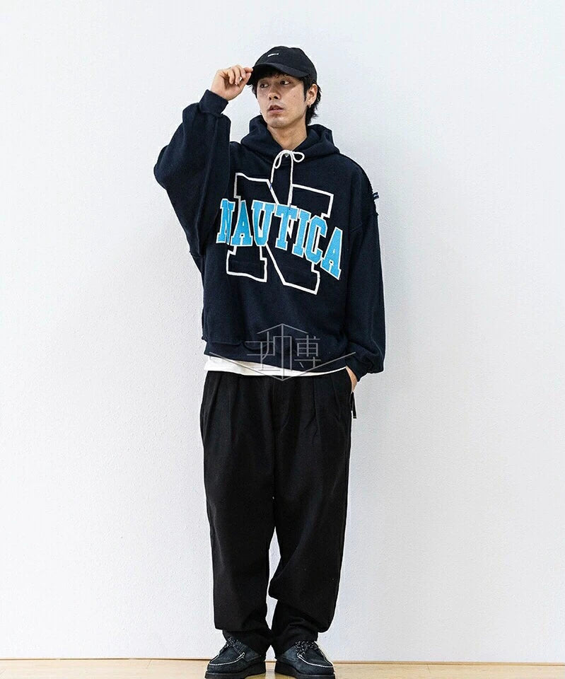 nautica oversized navy hoodie with graphic