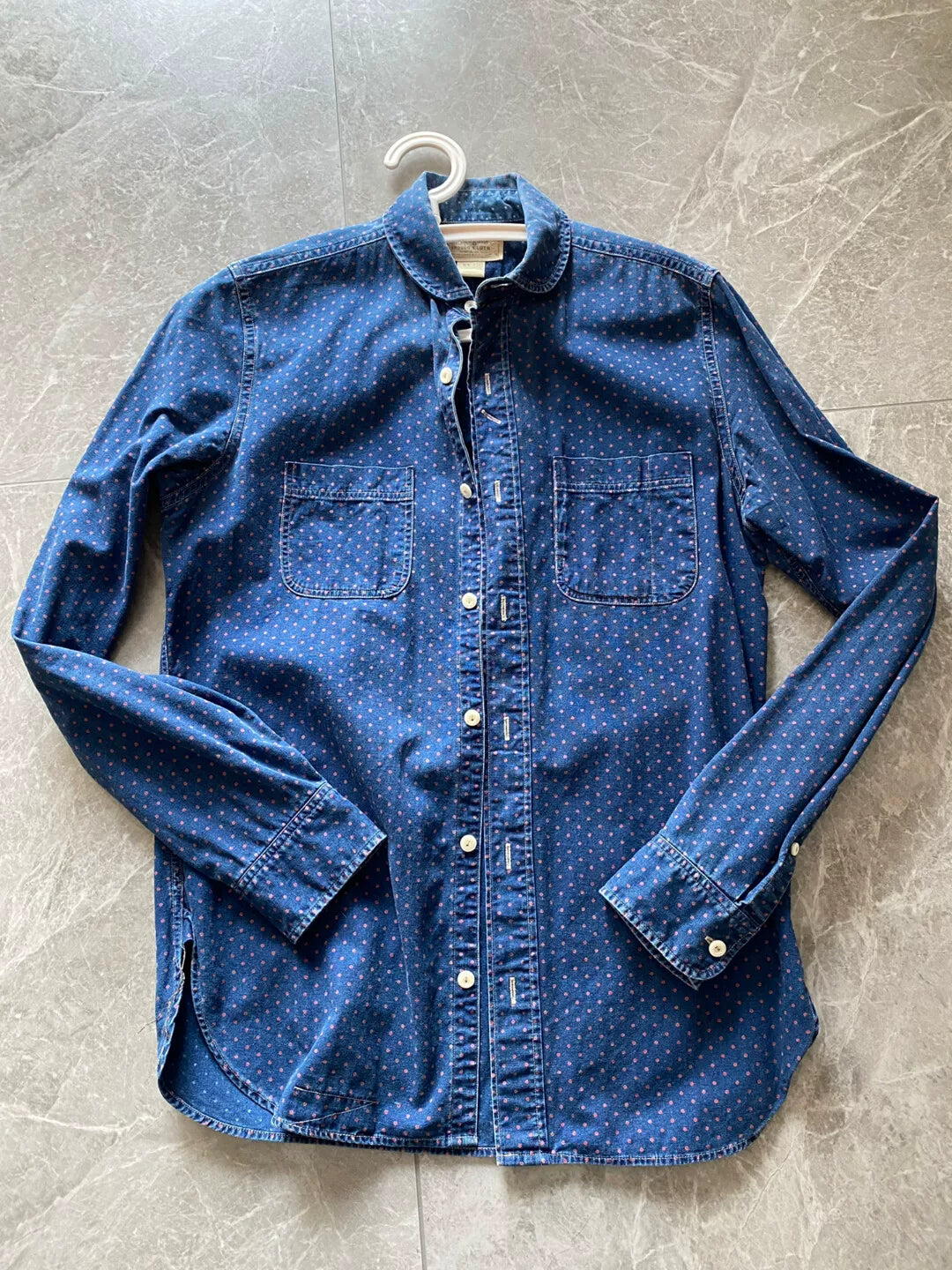 vintage rrl blue dyed button-up shirt