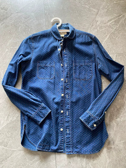 vintage rrl blue dyed button-up shirt