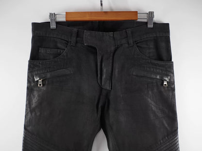 Balmain Bi-material Biker Jeans in Black