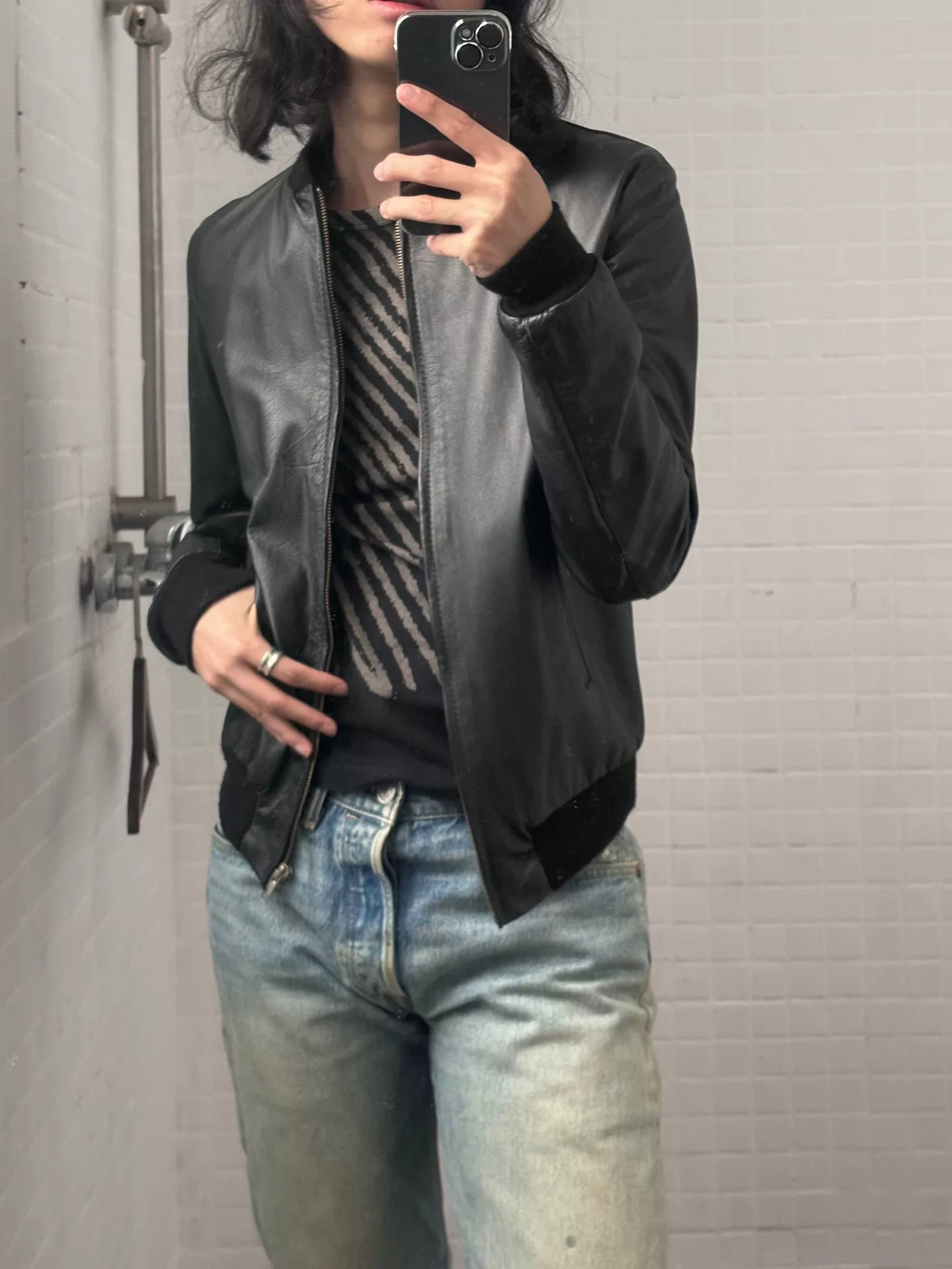 raf simons aw 1998 leather bomber jacket