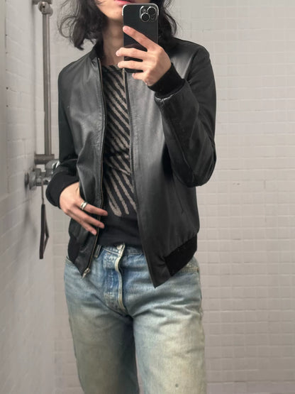 raf simons aw 1998 leather bomber jacket