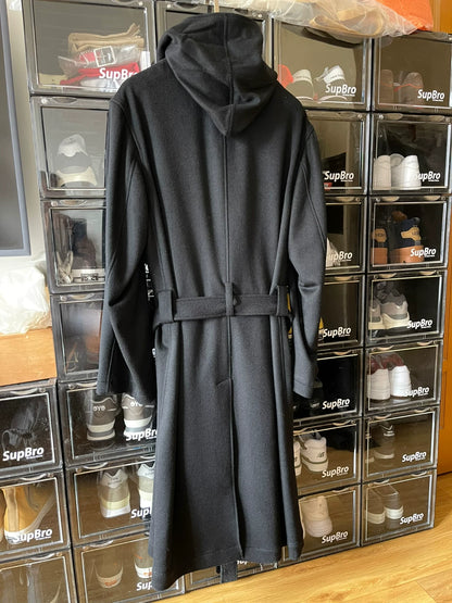Yohji Yamamoto Belted Hooded Cashmere Coat