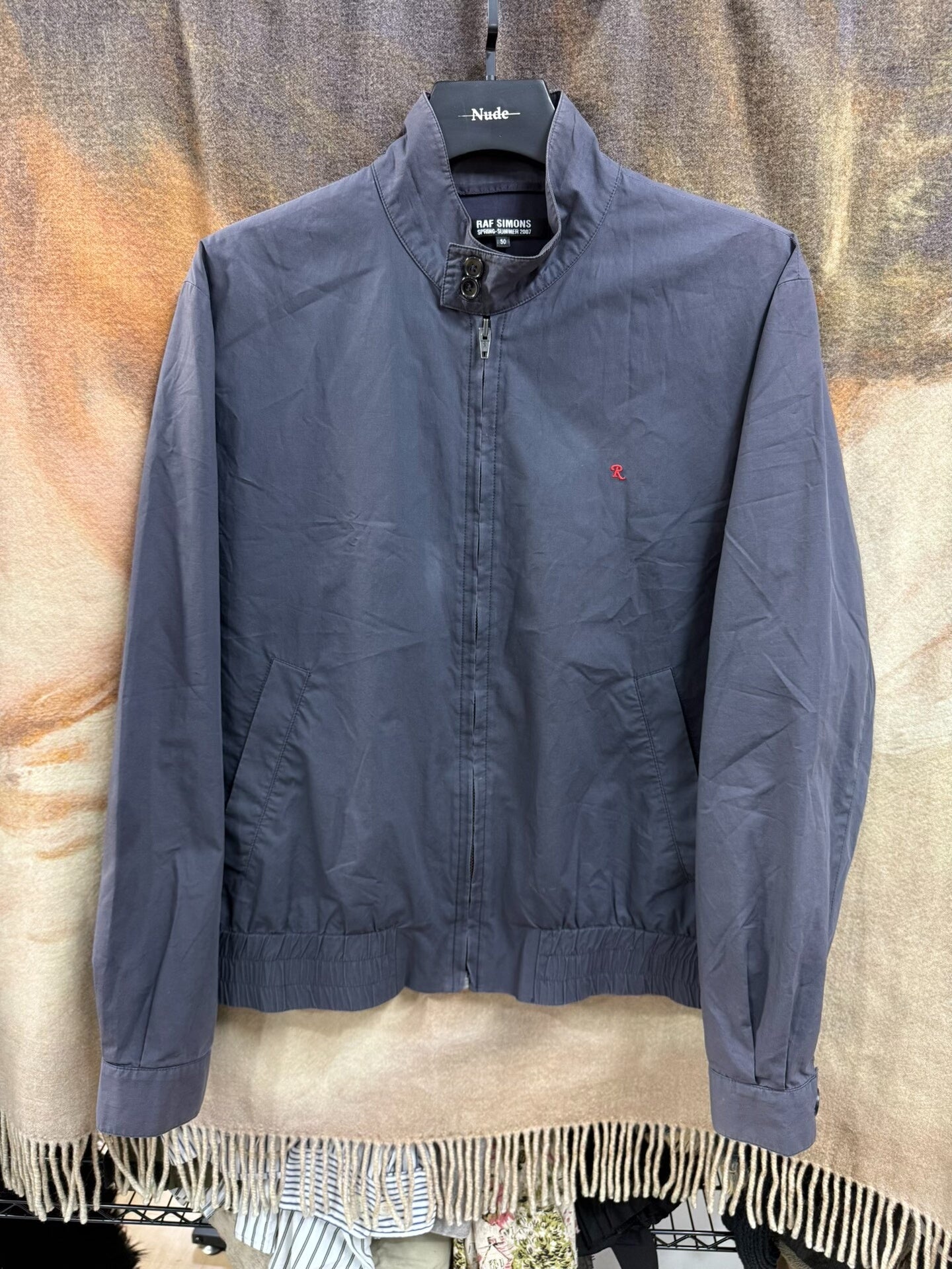 raf simons embroidered jacket with water wash