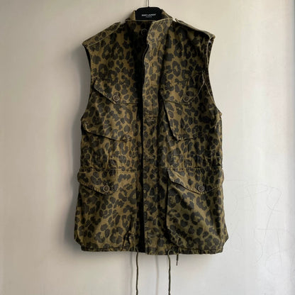 saint laurent leopard print utility vest