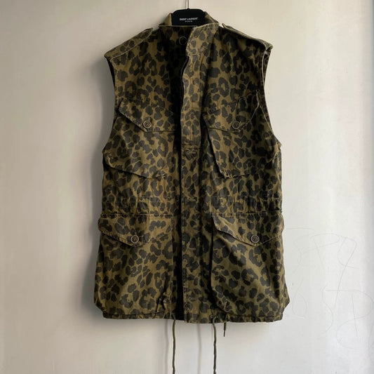 saint laurent leopard print utility vest