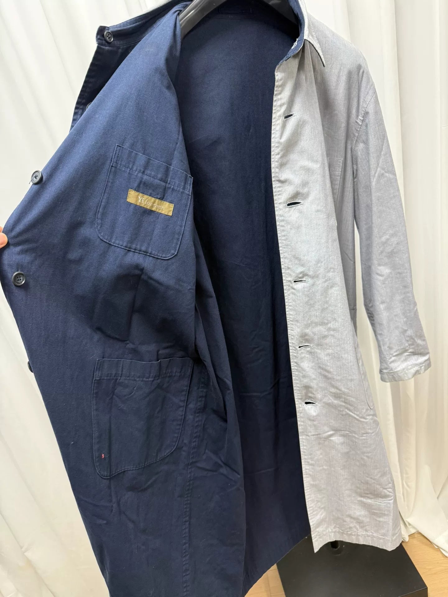 Yohji Yamamoto Y's Men Striped Reversible Coat