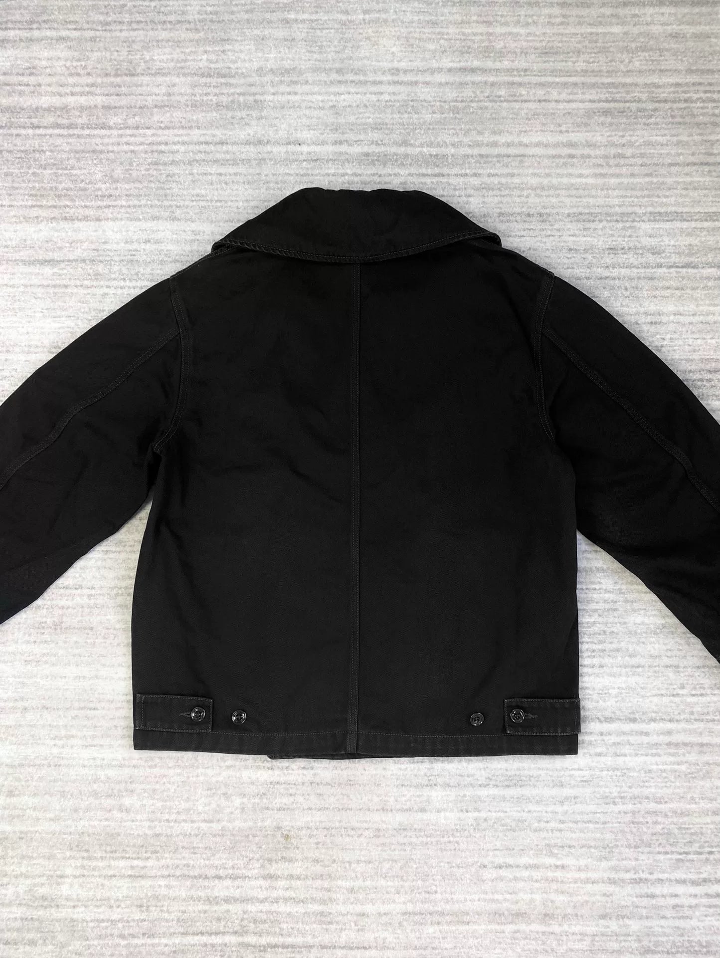 black double-breasted jacket with collar