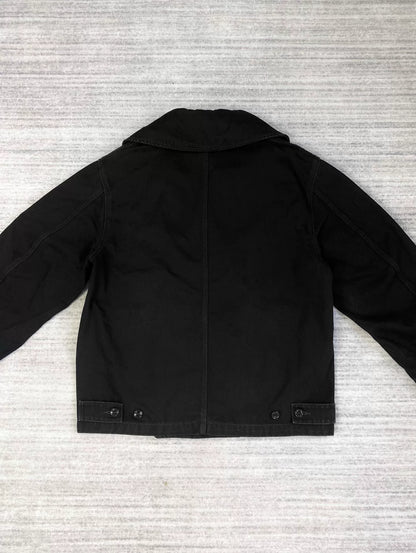 black double-breasted jacket with collar