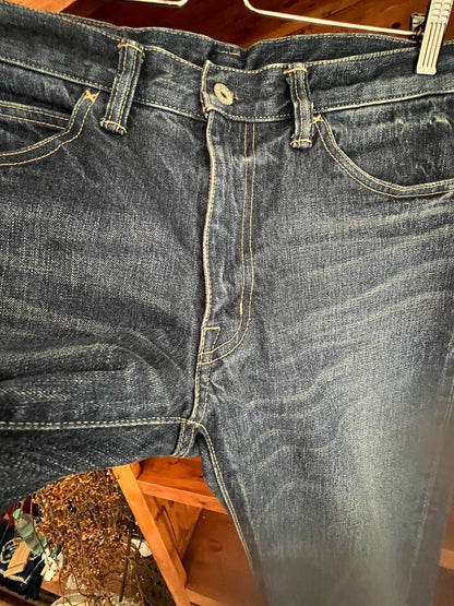 vintage washed distressed denim jeans