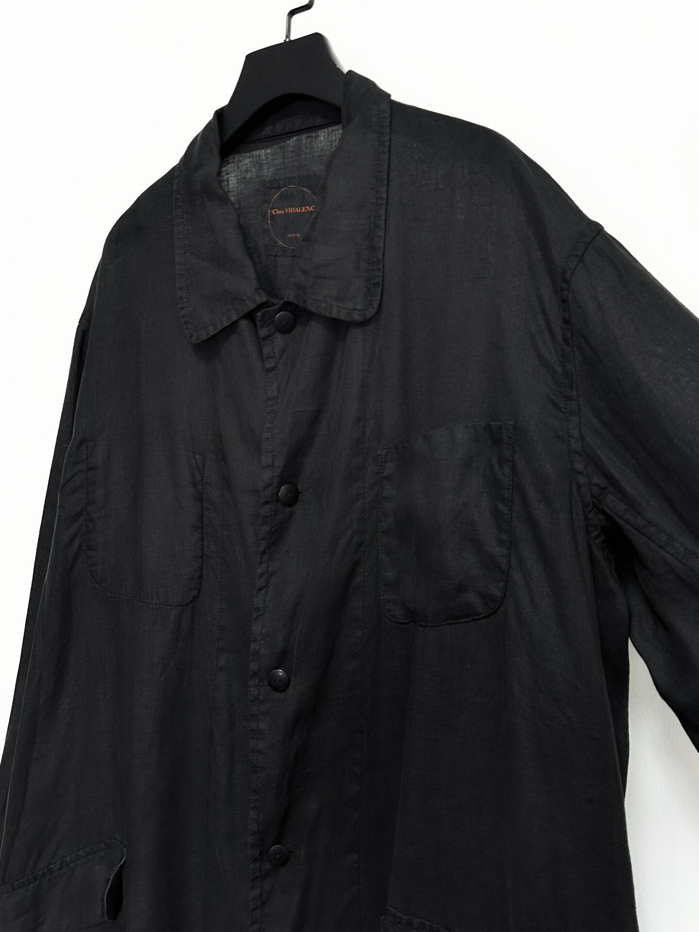 black linen oversized coat