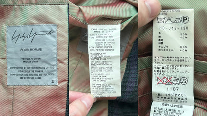 yohji yamamoto plaid wool coat