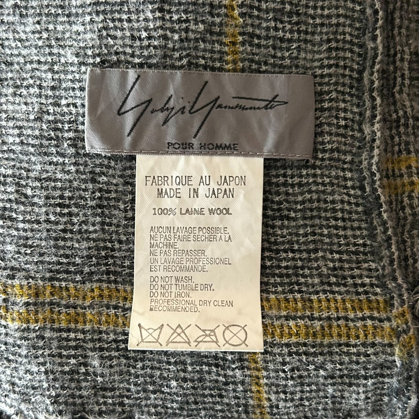 yohji yamamoto vintage plaid fringe scarf