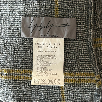 yohji yamamoto vintage plaid fringe scarf
