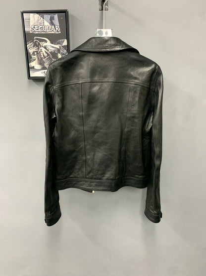rick owens black leather motorcycle jacket