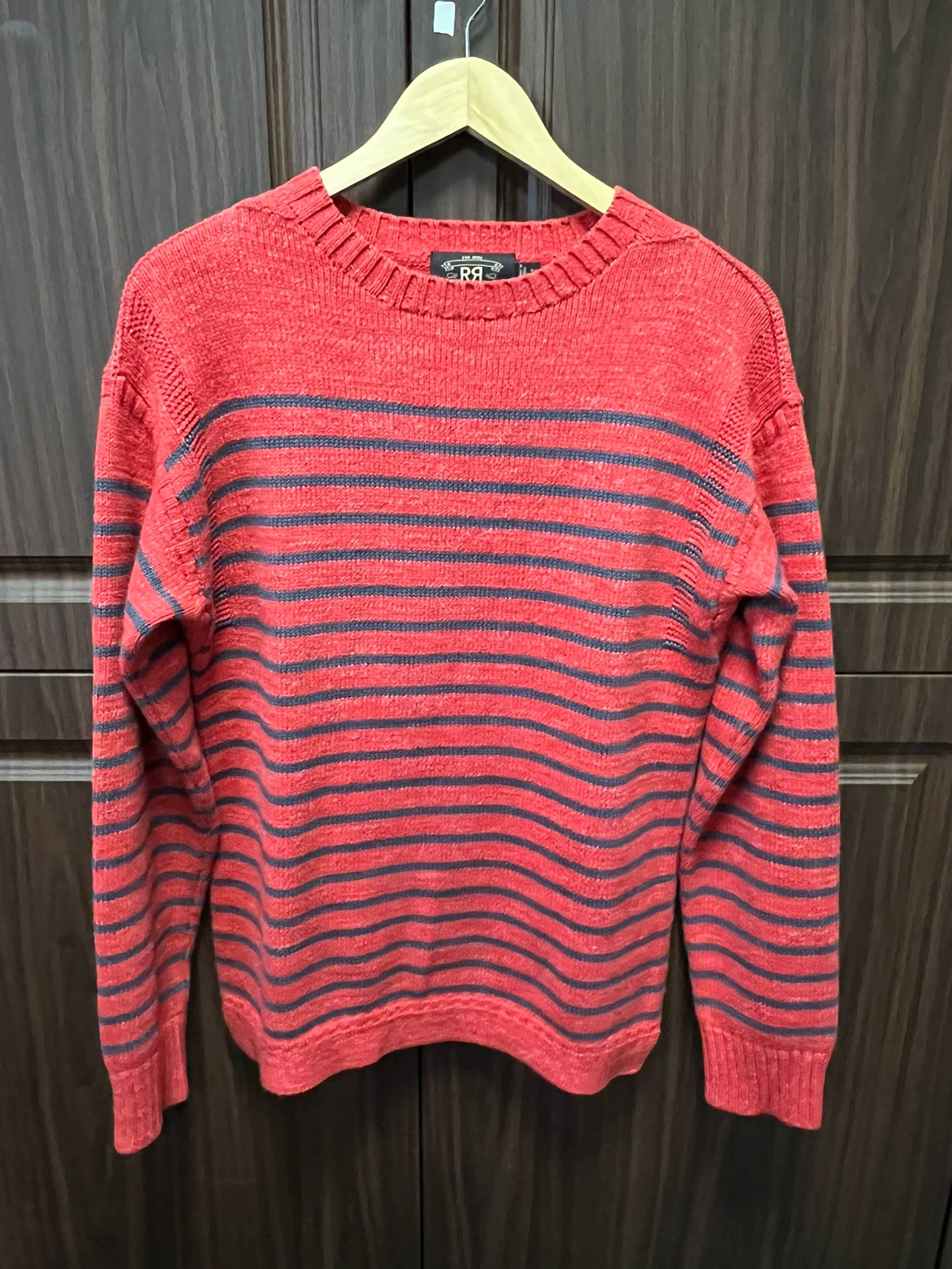 rrl striped pullover sweater in red