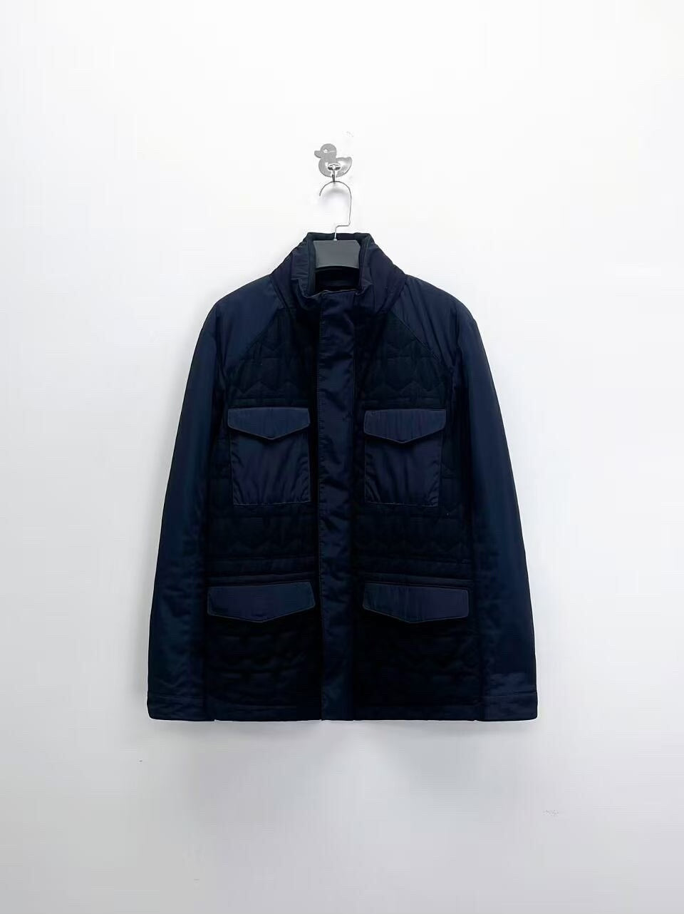 ermenegildo zegna navy cotton jacket with pockets