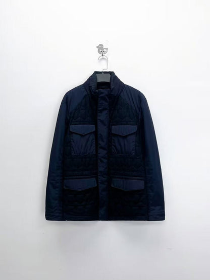 ermenegildo zegna navy cotton jacket with pockets