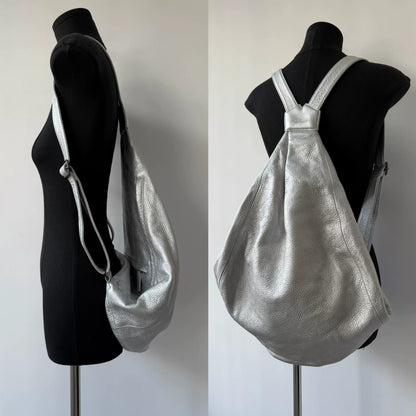 Yohji Yamamoto Silver Leather Backpack