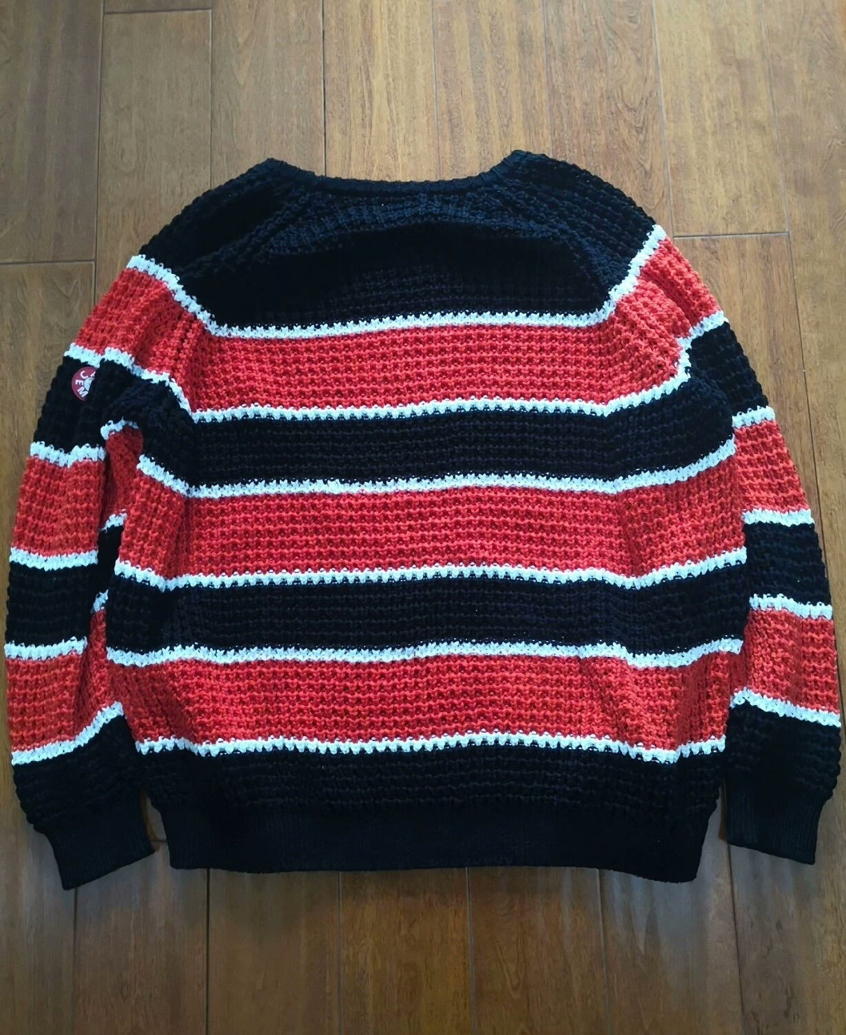 cav empt stripe loose waffle knit sweater
