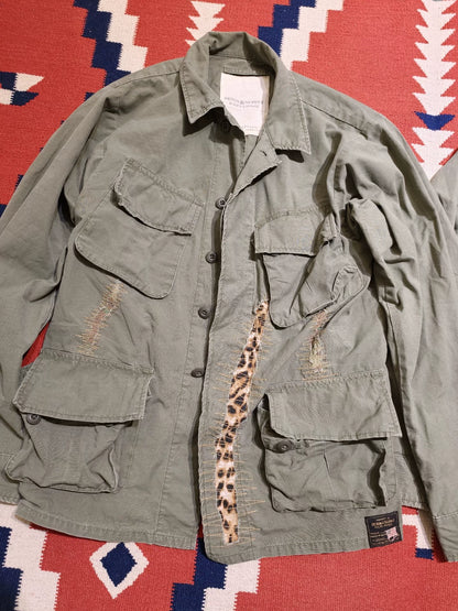 RRL Vintage Distressed Leopard Patch Jacket