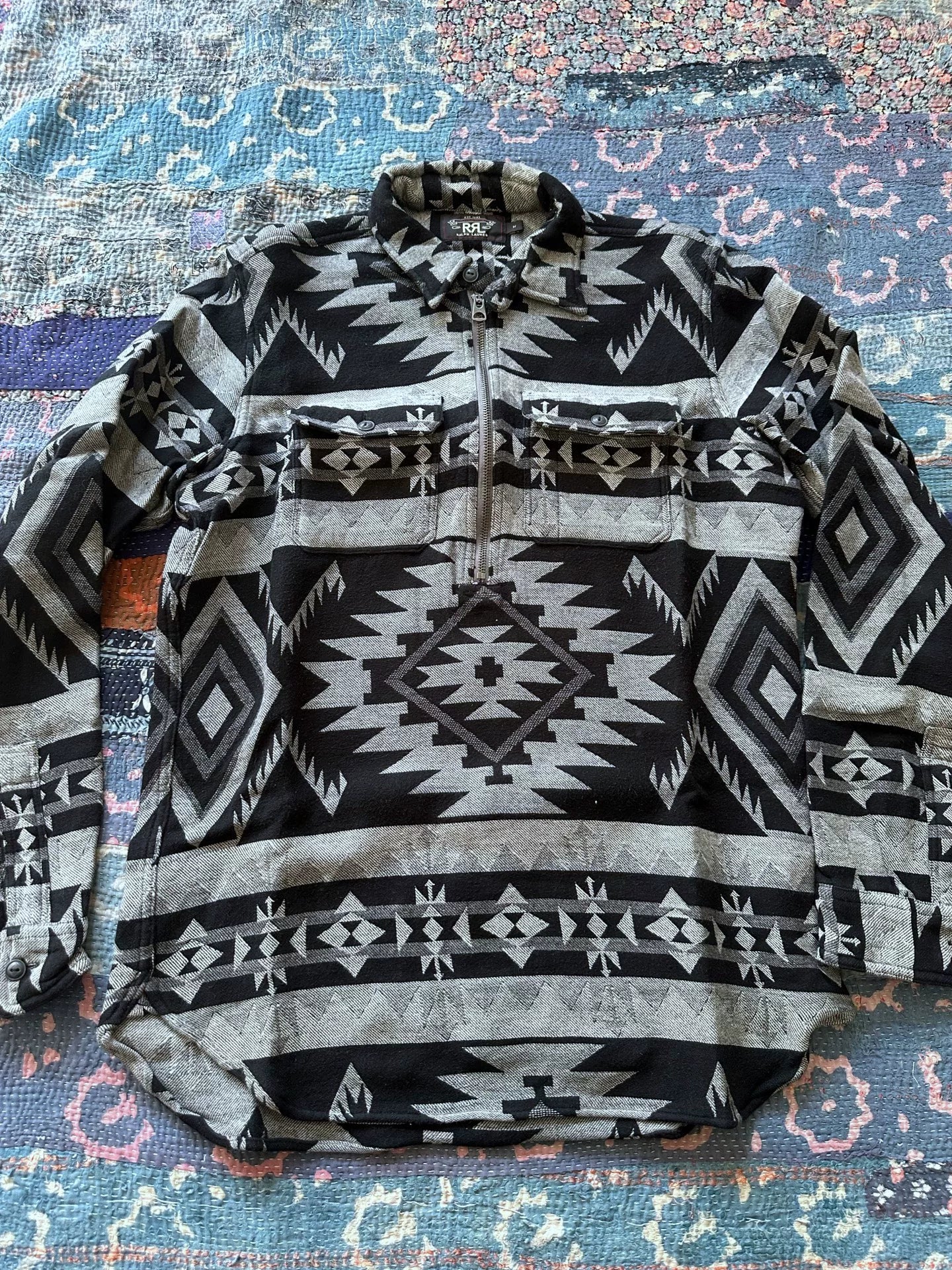 southwestern half-zip shirt in size M