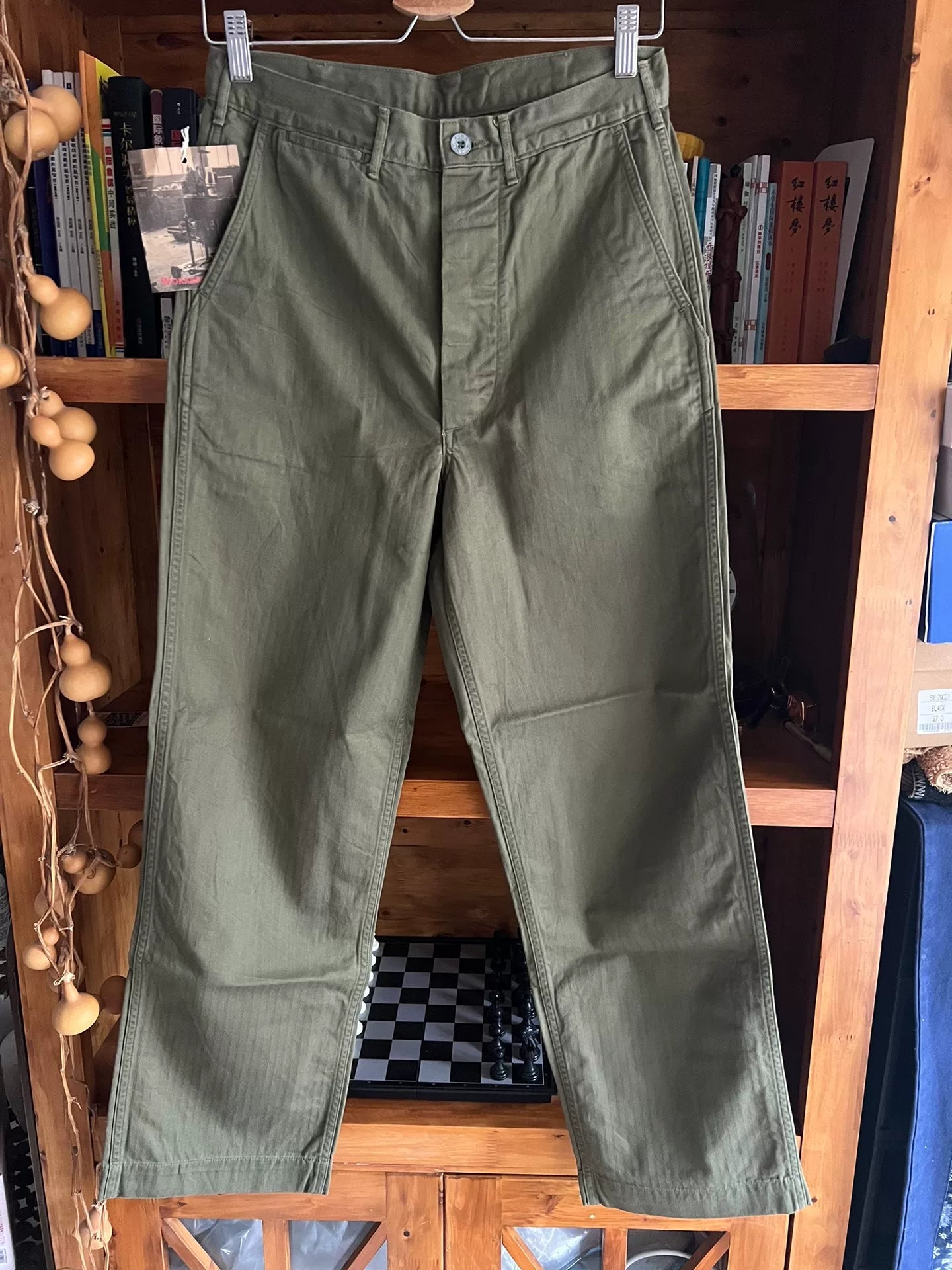 workers japan military style green pants