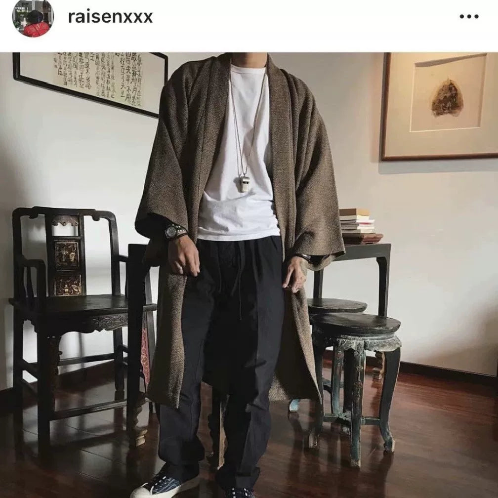 Visvim Yukata Coat Herringbone Silk Wool Blend