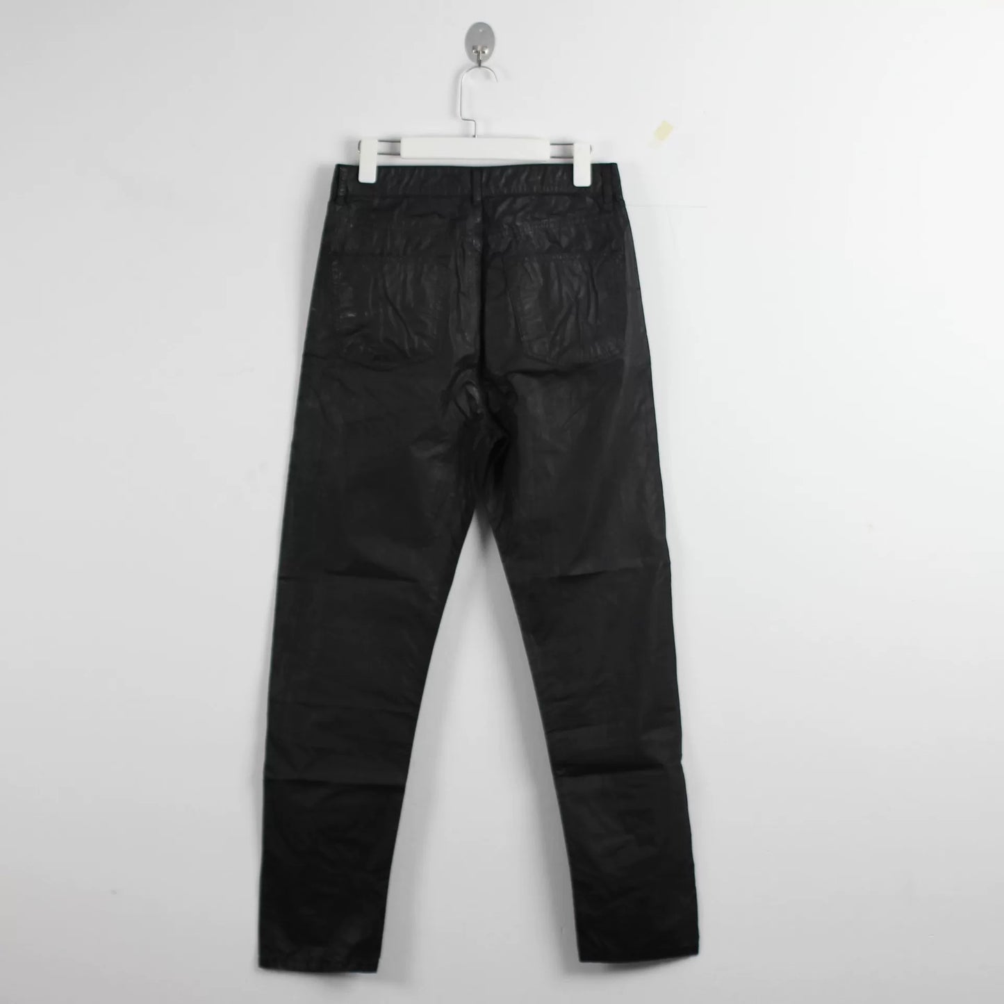 rick owens black waxed denim pants