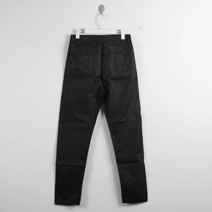 rick owens black waxed denim pants