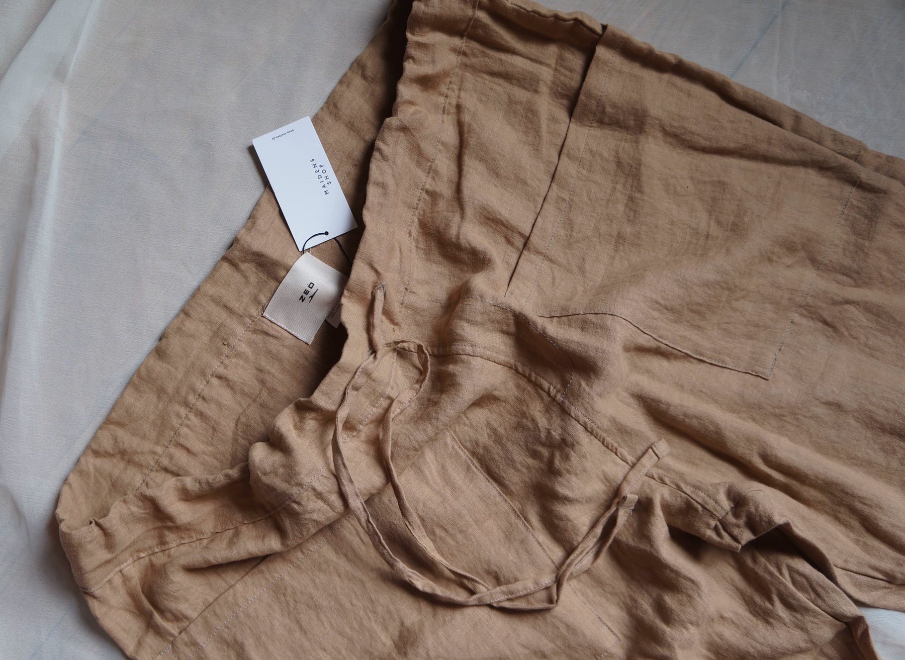 ZEO Men's Linen Wide-Leg Cropped Pants