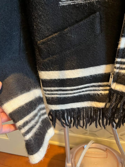 Saint Laurent Black White Fringe Hoodie