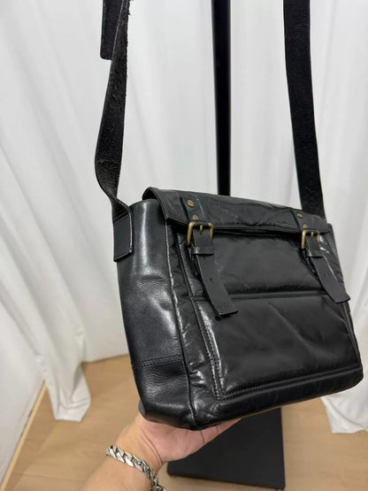 Dries Van Noten Waxed Leather Messenger Bag