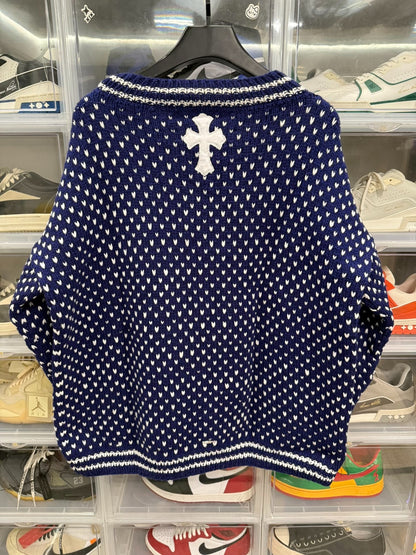 Chrome Hearts Cross Patch Silver Knit Sweater